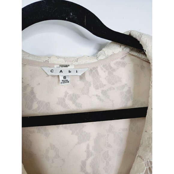 Cabi Floral Lace Blazer Jacket Sz 6 Lined Cream Romantic Victorian Style #249 - Picture 3 of 7